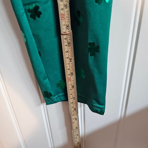 Tipsy Elves St. Patricks Day Leggings Women XXL Green High Waisted 4 Leaf Clover - Picture 6 of 10